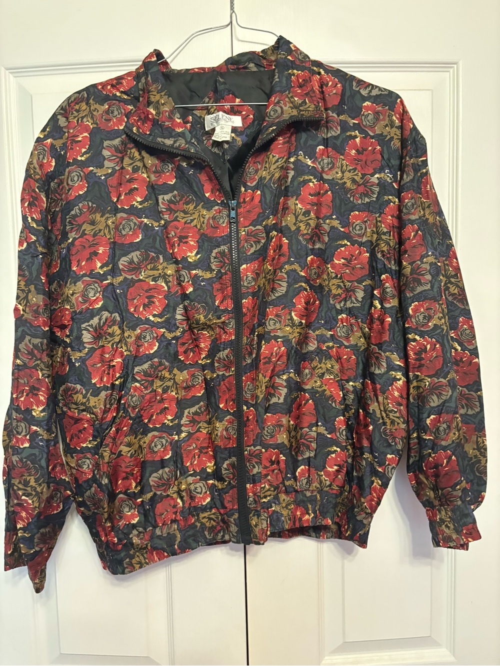 Vintage 80s/90s Pure Silk Bomber Windbreaker Jacket Sz XL